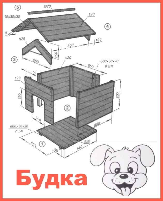 Конура для собаки чертеж с размерами из дерева своими руками