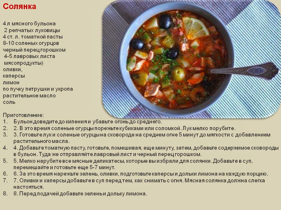 Солянка сборная из субпродуктов технологическая карта