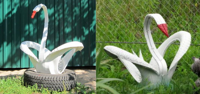Как сделать лебедя из покрышки своими руками пошагово фото схемы и фото