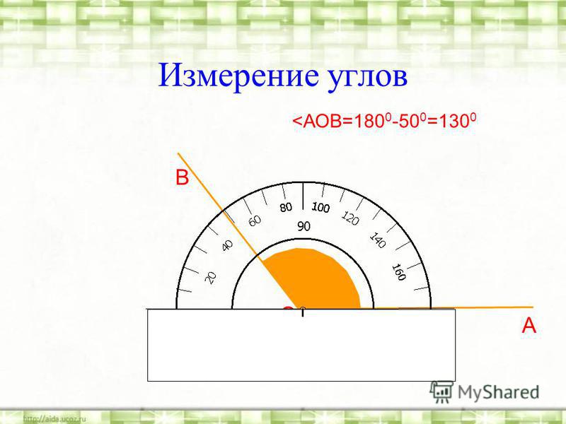 Найдите величину угла аов изображенного на рисунке транспортир