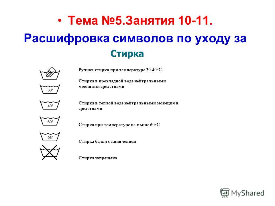 Расшифровка по уходу