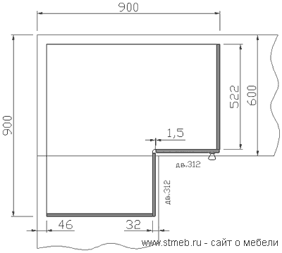 Шкаф кухонный угловой навесной схема размеры