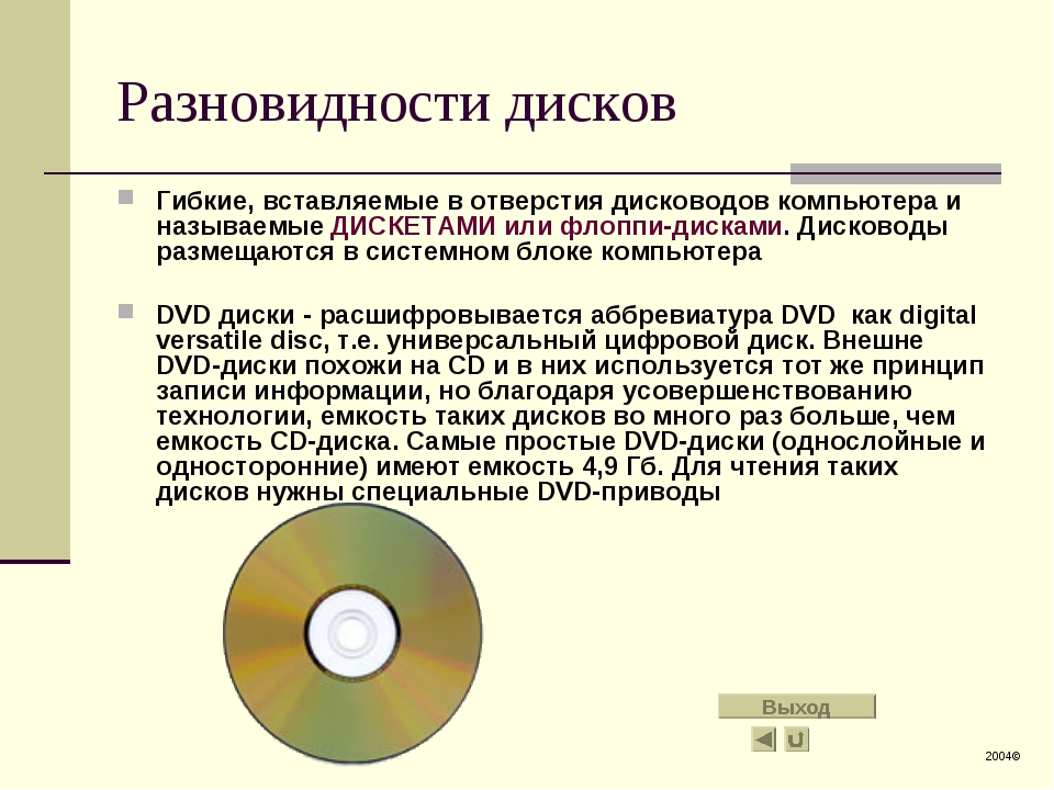 Материалы записи информации. Разновидности дисков компьютерных. Виды дисков для ПК. Виды двд дисков. Дискеты и компакт диски.