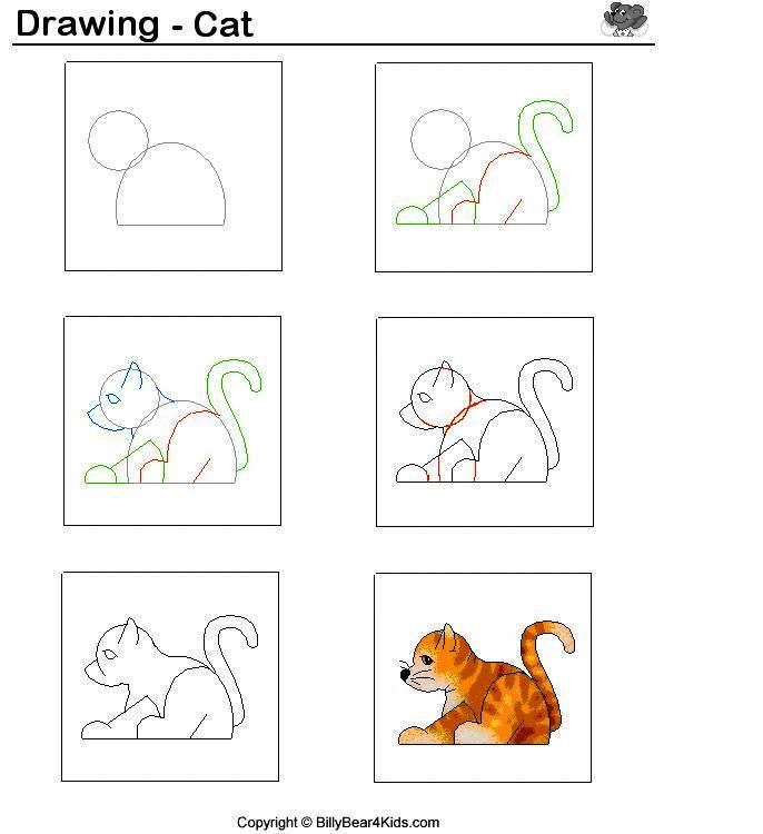 Как нарисовать котика ребенку 4 года