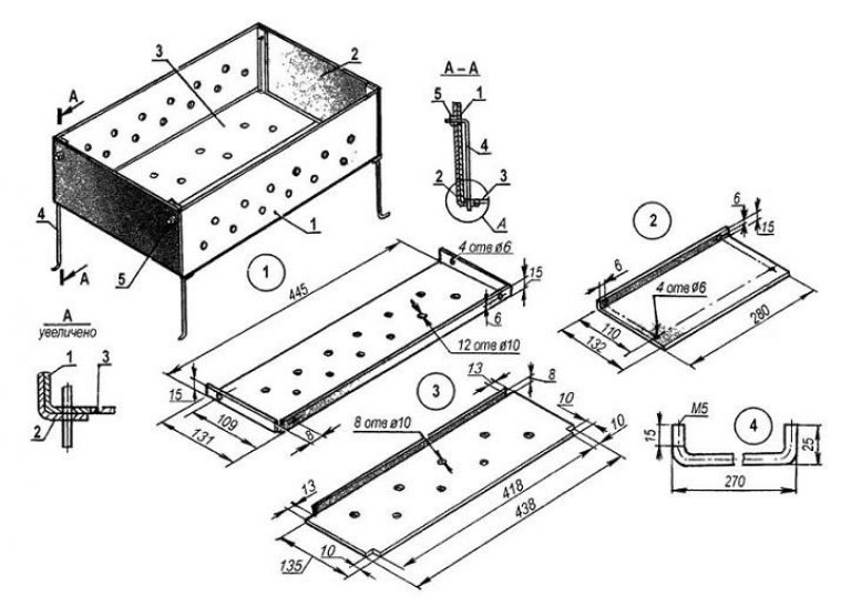 Проект мангала из металла с крышей чертежи и размеры