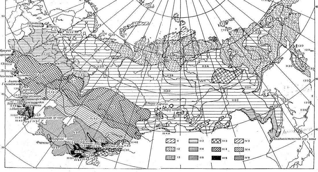 Климатология карта климатических районов с обозначениями
