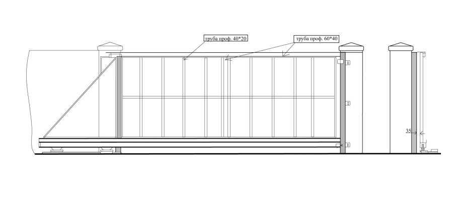 Чертежи откатных ворот 5 метров