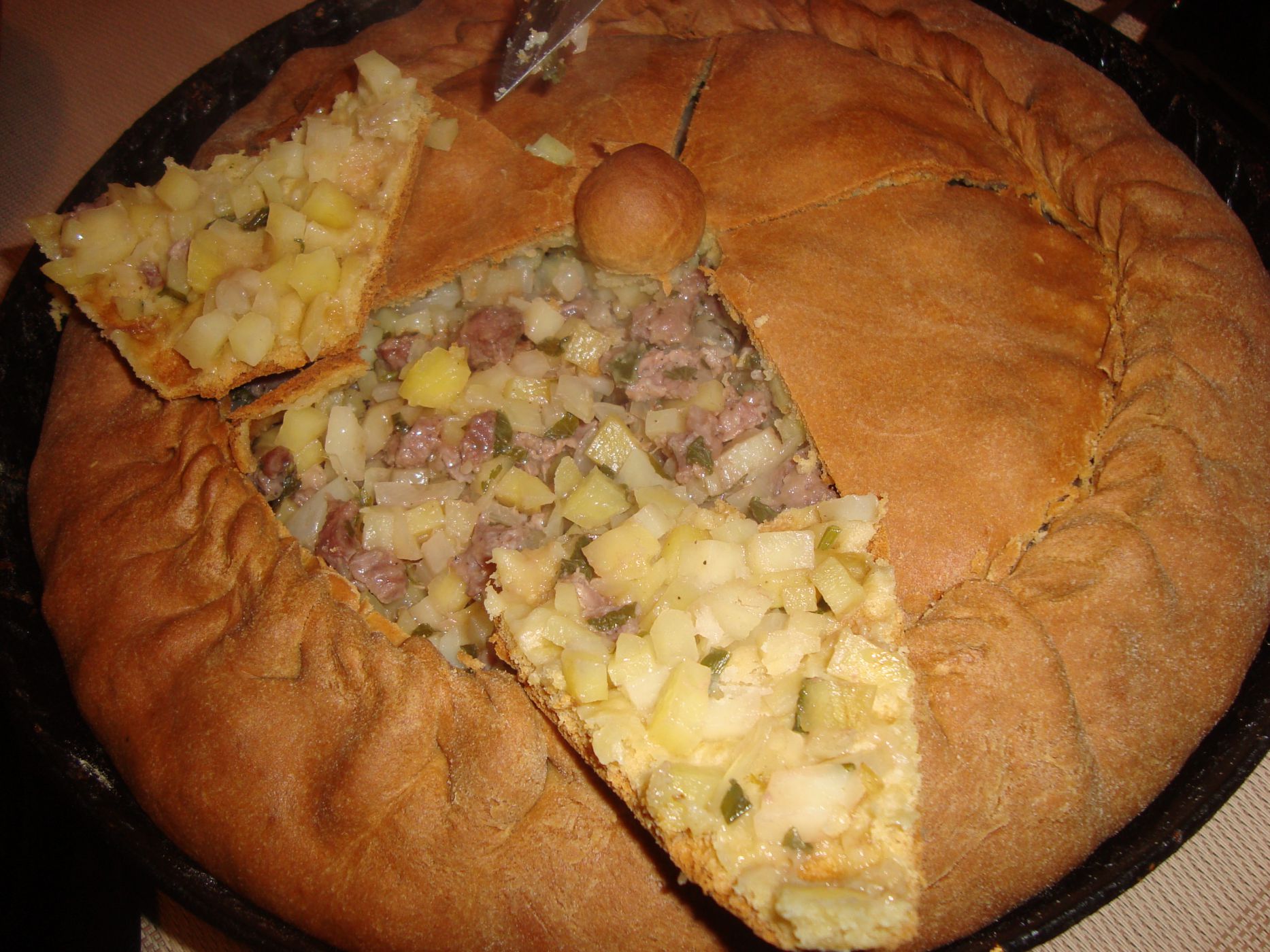 Татарский пирог с картошкой и мясом в духовке рецепт с фото